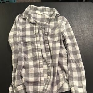 Gray and White Checkered Button-Up Shirt